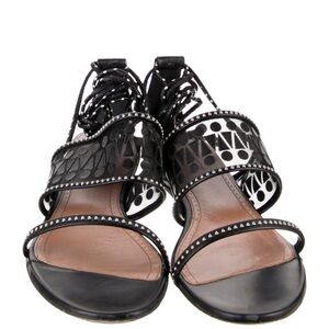 Alaia Women’s Black Leather Mesh Gladiator Strappy Ankle Sandals Size 39 1/2